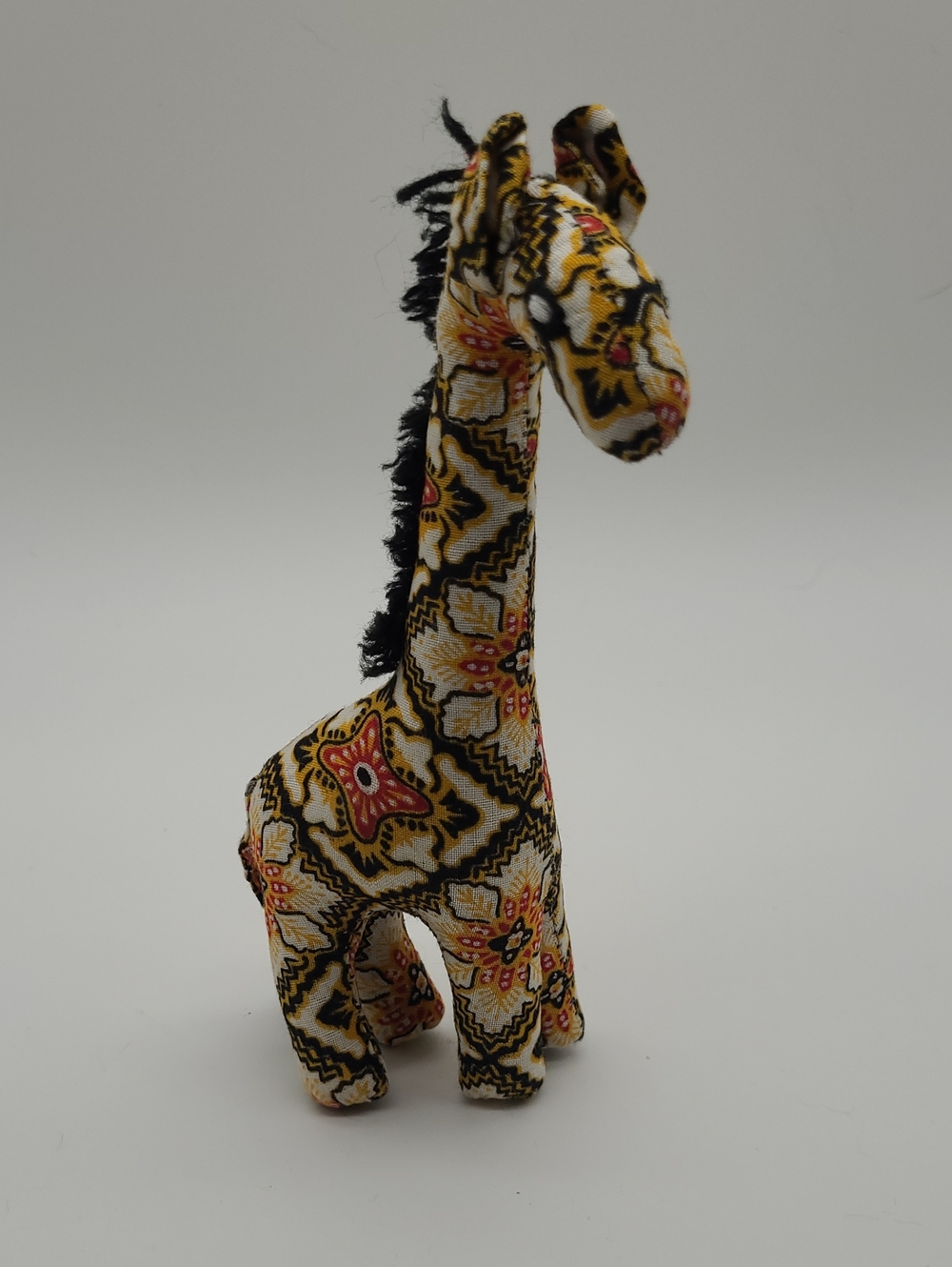 Vintage African Print Fabric Giraffe Plush Figure